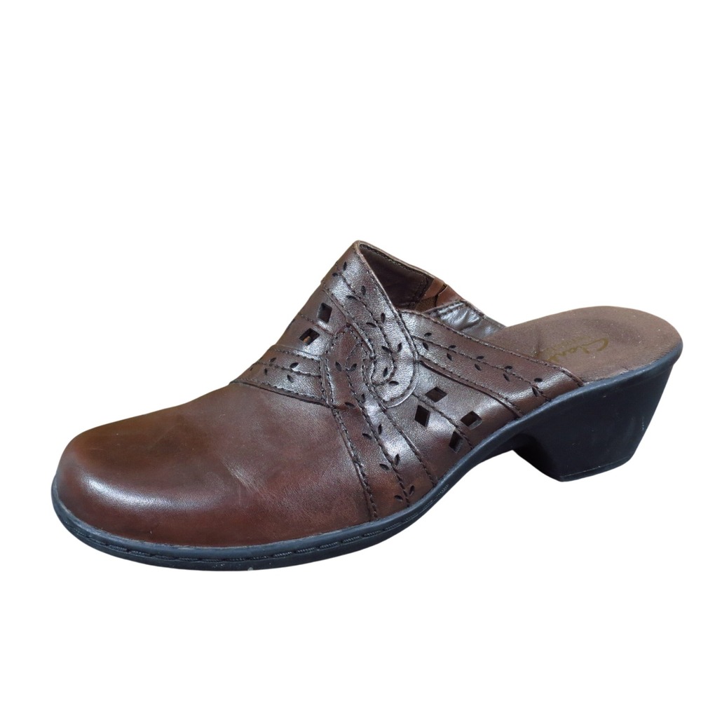 Clarks Bendables Social Ball Womens Mules Size 9 Work Professional Brown Leather